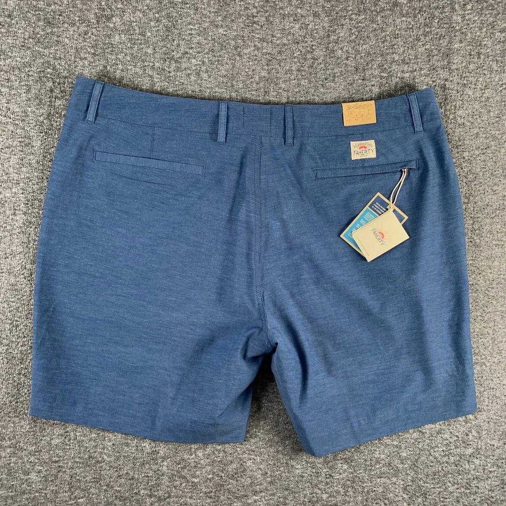 Faherty All Day Shorts Men 38x7 Preppy Belt Loop Navy Blue Coastal Beach NEW